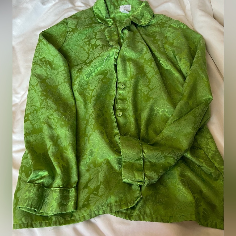 Evandale Intimates Green Satin Button up